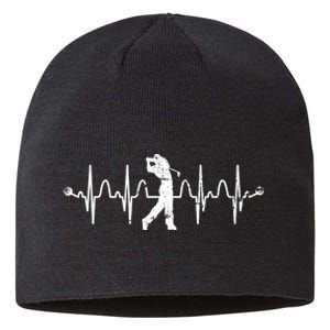 Golfer Golf Player Heartbeat Golf Course Golf Meaningful Gift Sustainable Beanie