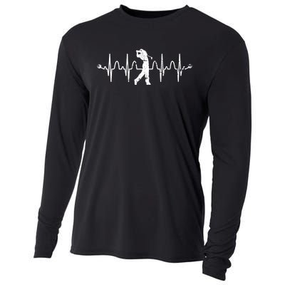 Golfer Golf Player Heartbeat Golf Course Golf Meaningful Gift Cooling Performance Long Sleeve Crew