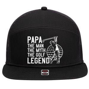 Golfing Gift Papa The The Myth Golf Legend Gift 7 Panel Mesh Trucker Snapback Hat