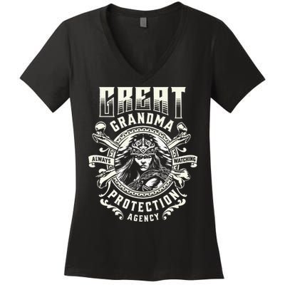 Great Grandma Protection Agency Always Watching Women's V-Neck T-Shirt