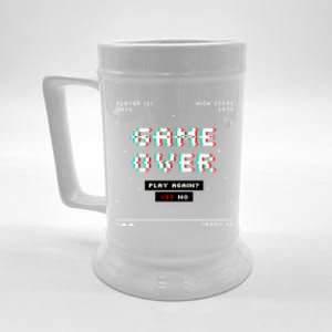 Gaming Gameover Play Again 70s 80s Great Gift Beer Stein