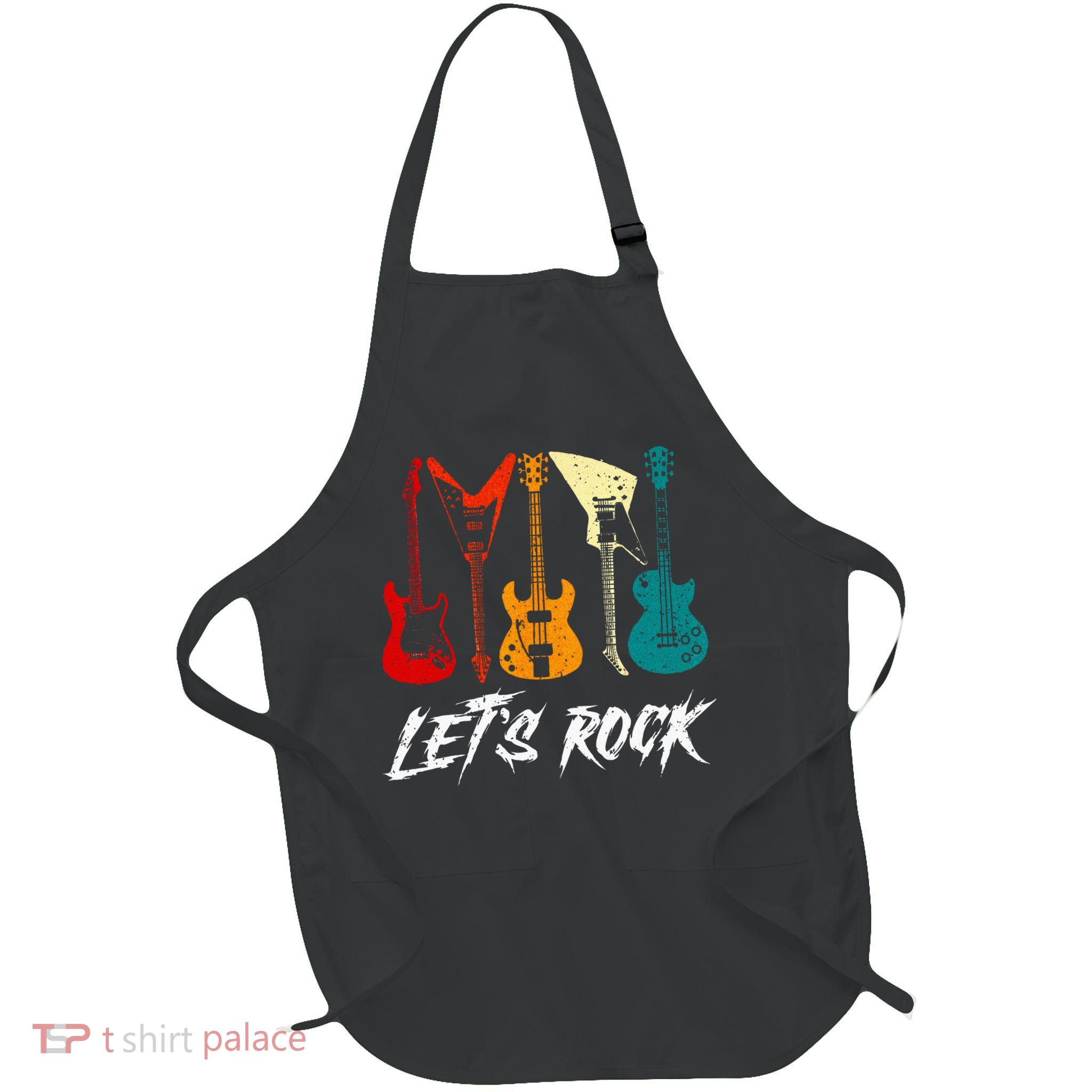 Guitarist Guitar Player Rock Music Lover Guitar Full-Length Apron With Pockets