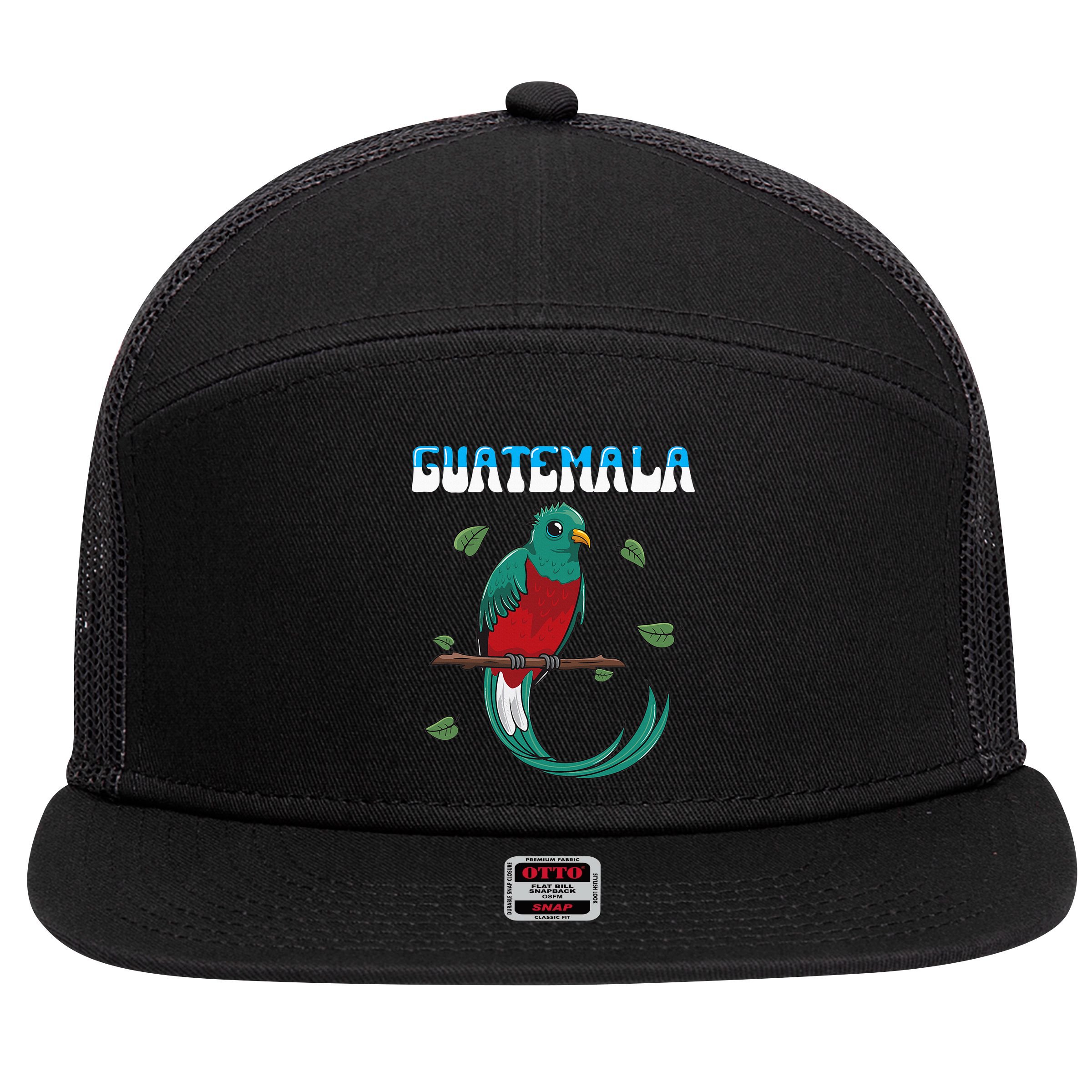 Guatemala Guatemalan Quetzal 7 Panel Mesh Trucker Snapback Hat