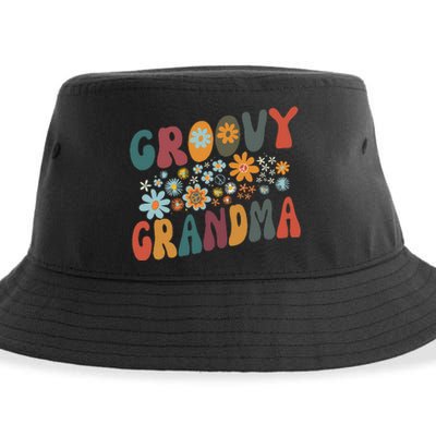 Groovy Grandma Retro Colorful Flowers Grandmother Sustainable Bucket Hat