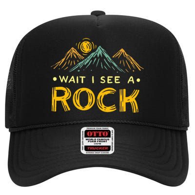 Geology Geologist Rockhound Rockhounding Retro High Crown Mesh Back Trucker Hat