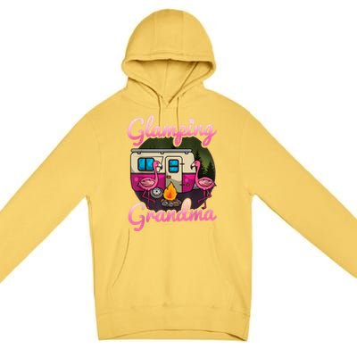 Glamping Grandma RV Flamingos Gift Camper Camping Gift Premium Pullover Hoodie