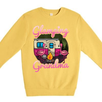 Glamping Grandma RV Flamingos Gift Camper Camping Gift Premium Crewneck Sweatshirt