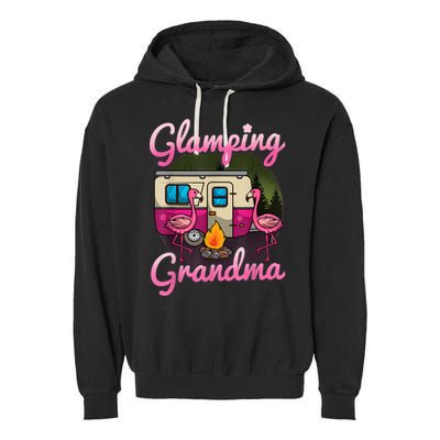 Glamping Grandma RV Flamingos Gift Camper Camping Gift Garment-Dyed Fleece Hoodie