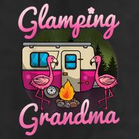 Glamping Grandma RV Flamingos Gift Camper Camping Gift 7 Panel Mesh Trucker Snapback Hat