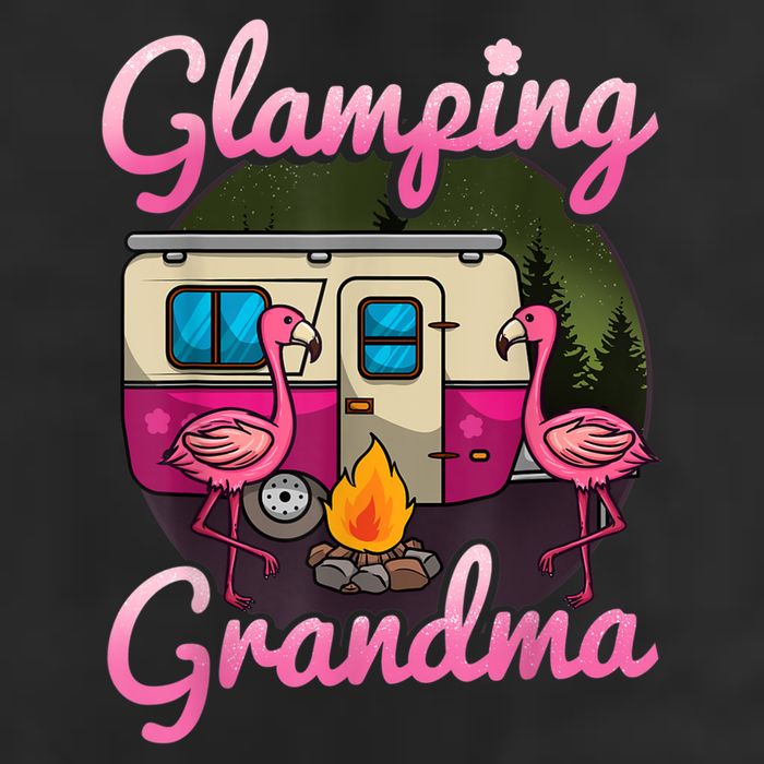 Glamping Grandma RV Flamingos Gift Camper Camping Gift 7 Panel Mesh Trucker Snapback Hat