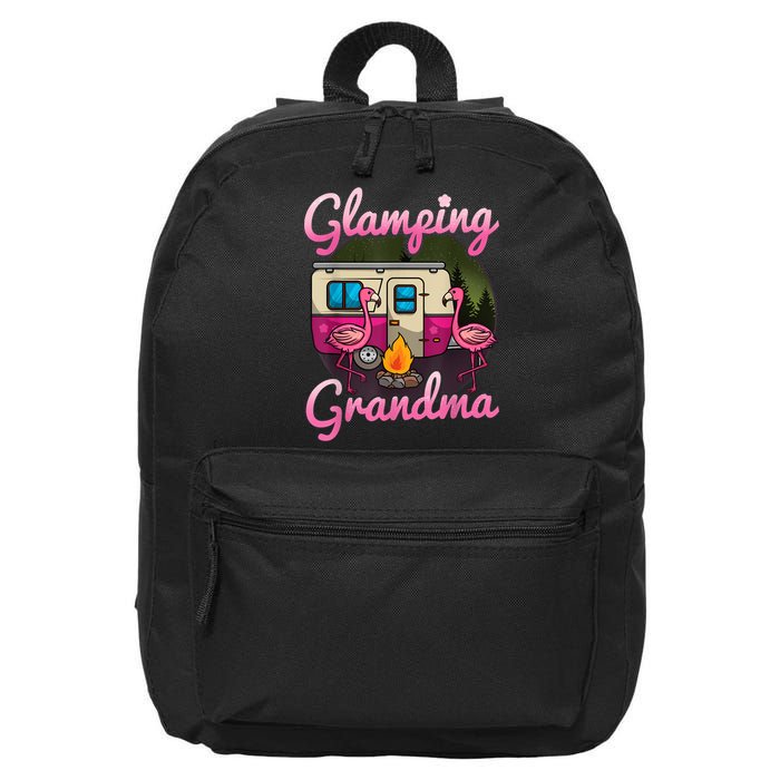 Glamping Grandma RV Flamingos Gift Camper Camping Gift 16 in Basic Backpack