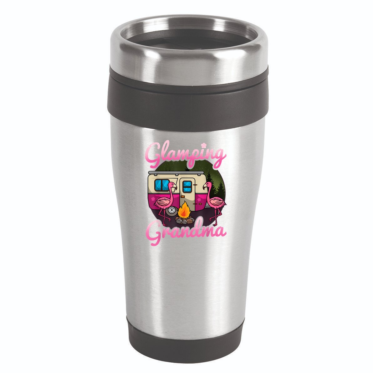 Glamping Grandma RV Flamingos Gift Camper Camping Gift 16oz Travel Tumbler