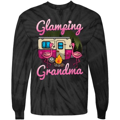 Glamping Grandma RV Flamingos Gift Camper Camping Gift Tie-Dye Long Sleeve Shirt