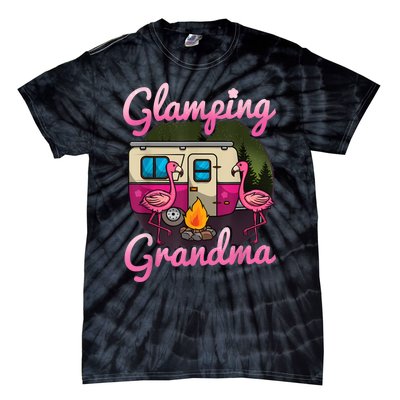 Glamping Grandma RV Flamingos Gift Camper Camping Gift Tie-Dye T-Shirt