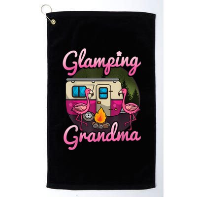 Glamping Grandma RV Flamingos Gift Camper Camping Gift Platinum Collection Golf Towel