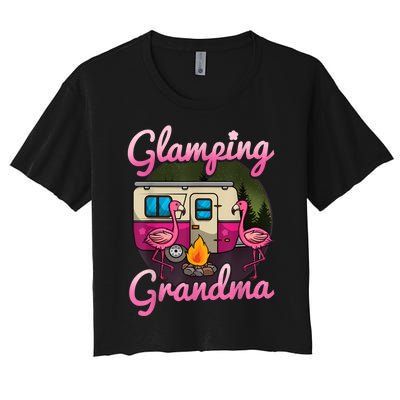 Glamping Grandma RV Flamingos Gift Camper Camping Gift Women's Crop Top Tee