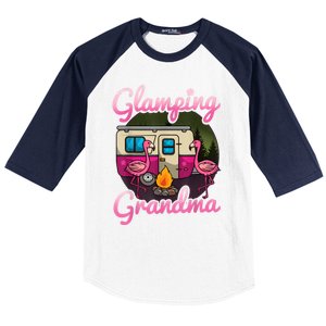 Glamping Grandma RV Flamingos Gift Camper Camping Gift Baseball Sleeve Shirt