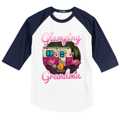 Glamping Grandma RV Flamingos Gift Camper Camping Gift Baseball Sleeve Shirt