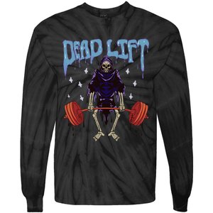 Gym Grim Reaper Deadlift Workout Occult Tie-Dye Long Sleeve Shirt