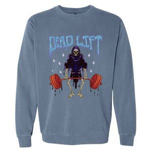 Gym Grim Reaper Deadlift Workout Occult Garment-Dyed Sweatshirt