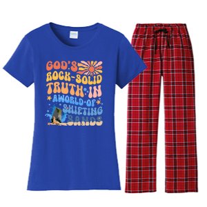 Groovy GodS Rocksolid Truth In A World Of Shifting Sands Great Gift Women's Flannel Pajama Set