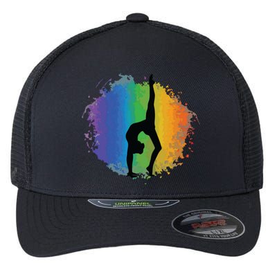 Girl Gymnastics Rainbow Colors Acrobatic Acro Gymnast Flexfit Unipanel Trucker Cap