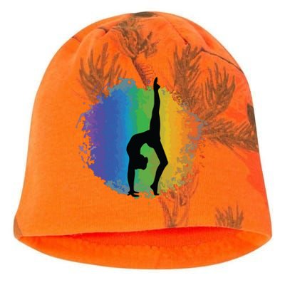 Girl Gymnastics Rainbow Colors Acrobatic Acro Gymnast Kati - Camo Knit Beanie