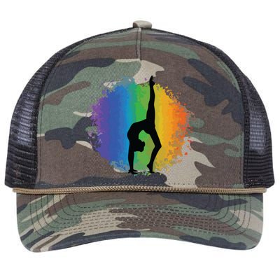 Girl Gymnastics Rainbow Colors Acrobatic Acro Gymnast Retro Rope Trucker Hat Cap