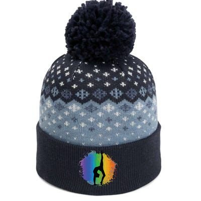 Girl Gymnastics Rainbow Colors Acrobatic Acro Gymnast The Baniff Cuffed Pom Beanie