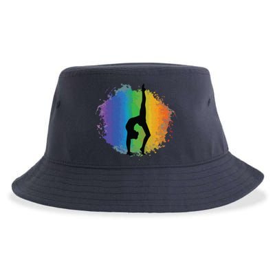 Girl Gymnastics Rainbow Colors Acrobatic Acro Gymnast Sustainable Bucket Hat