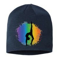 Girl Gymnastics Rainbow Colors Acrobatic Acro Gymnast Sustainable Beanie