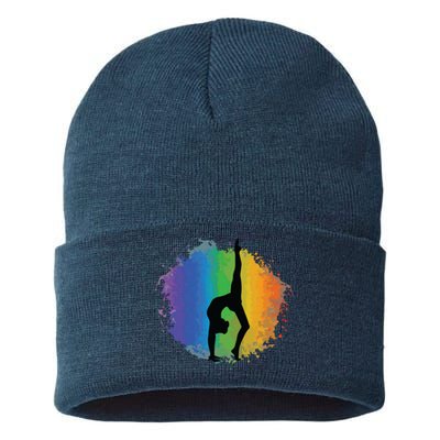 Girl Gymnastics Rainbow Colors Acrobatic Acro Gymnast Sustainable Knit Beanie