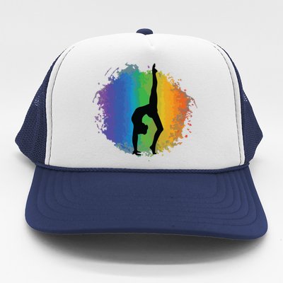 Girl Gymnastics Rainbow Colors Acrobatic Acro Gymnast Trucker Hat