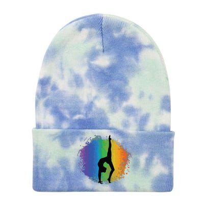 Girl Gymnastics Rainbow Colors Acrobatic Acro Gymnast Tie Dye 12in Knit Beanie