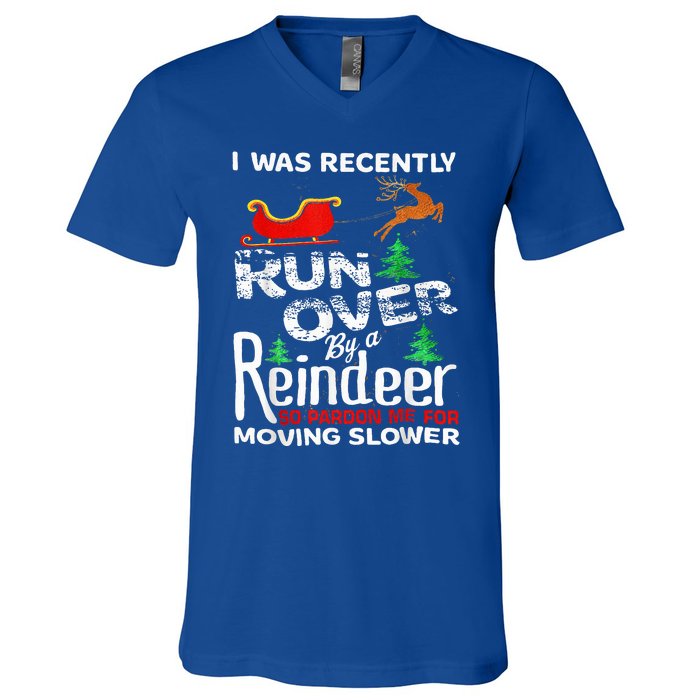 Grandma Got Run Over By A Reindeer Christmas So Pardon Me V-Neck T-Shirt