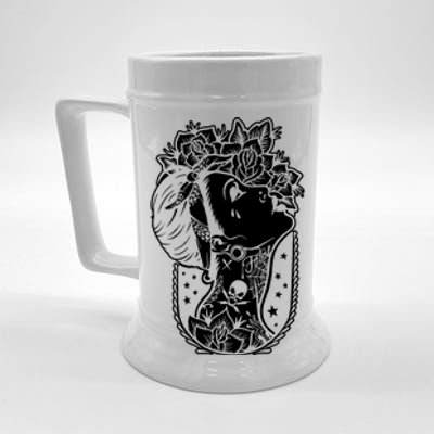 Girl Gothic Roses Aesthetic Beer Stein