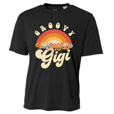 Groovy Gigi Retro Rainbow Colorful Flowers Design Cooling Performance Crew T-Shirt