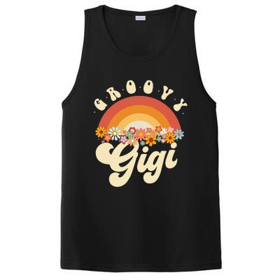 Groovy Gigi Retro Rainbow Colorful Flowers Design PosiCharge Competitor Tank