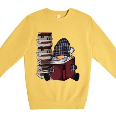 Garden Gnome Reading Books Gnomes Book Lover Gift Premium Crewneck Sweatshirt