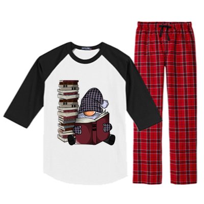 Garden Gnome Reading Books Gnomes Book Lover Gift Raglan Sleeve Pajama Set