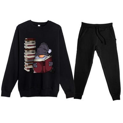 Garden Gnome Reading Books Gnomes Book Lover Gift Premium Crewneck Sweatsuit Set