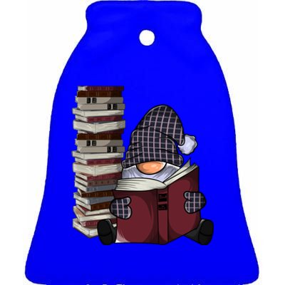 Garden Gnome Reading Books Gnomes Book Lover Gift Ceramic Bell Ornament