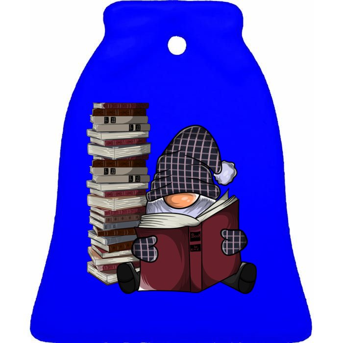 Garden Gnome Reading Books Gnomes Book Lover Gift Ceramic Bell Ornament