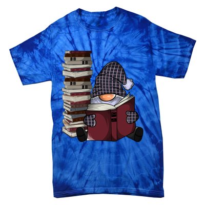 Garden Gnome Reading Books Gnomes Book Lover Gift Tie-Dye T-Shirt