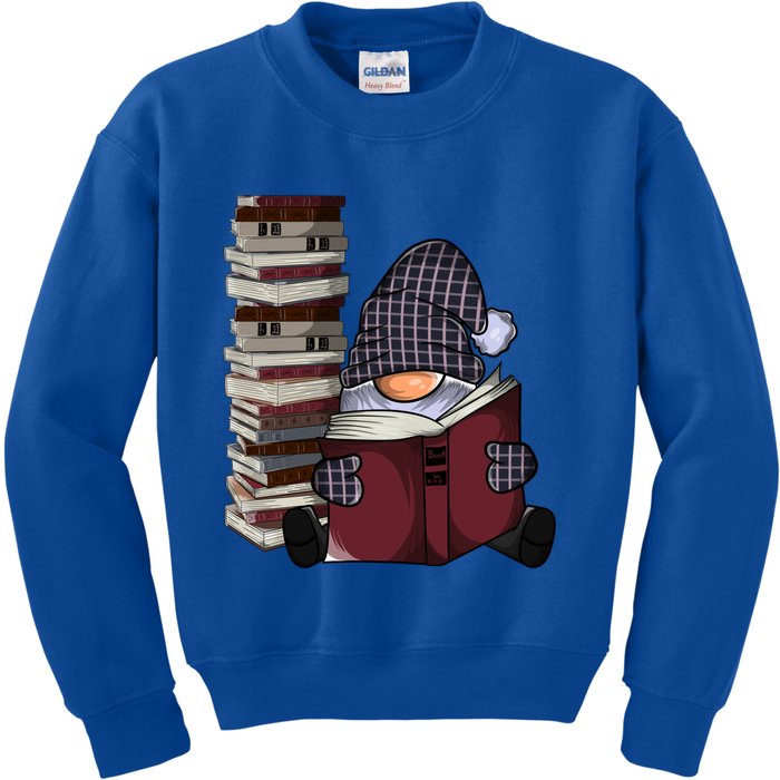 Garden Gnome Reading Books Gnomes Book Lover Gift Kids Sweatshirt