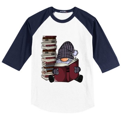 Garden Gnome Reading Books Gnomes Book Lover Gift Baseball Sleeve Shirt