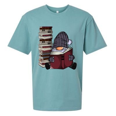 Garden Gnome Reading Books Gnomes Book Lover Gift Sueded Cloud Jersey T-Shirt