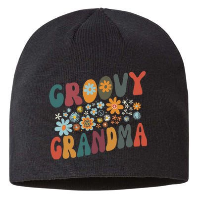 Groovy Grandma Retro Colorful Flowers Grandmother Sustainable Beanie