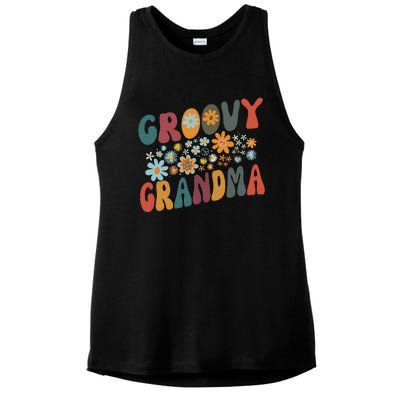 Groovy Grandma Retro Colorful Flowers Design Grandmother Ladies PosiCharge Tri-Blend Wicking Tank