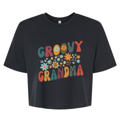 Groovy Grandma Retro Colorful Flowers Design Grandmother Bella+Canvas Jersey Crop Tee